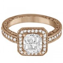 Milgrain Halo Princess Diamond Engagement Ring 14k Rose Gold (1.00ct)