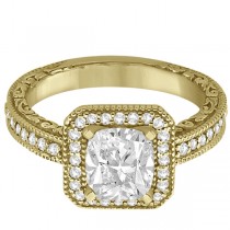 Milgrain Halo Princess Diamond Engagement Ring 14k Yellow Gold (1.00ct)