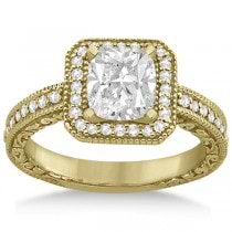 Square Halo Wedding Band & Engagement Ring 14kt Yellow Gold (0.52ct.)