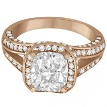 Split Shank Diamond Halo Engagement Ring in 14k Rose Gold (1.20ct)
