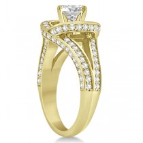 Split Shank Diamond Halo Engagement Ring in 14k Yellow Gold (1.20ct)