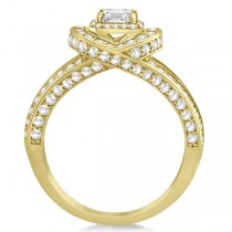 Split Shank Diamond Halo Engagement Ring in 14k Yellow Gold (1.20ct)