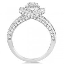 Split Shank Diamond Halo Engagement Ring in 18k White Gold (1.20ct)