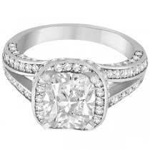 Split Shank Diamond Halo Engagement Ring in Platinum (1.20ct)