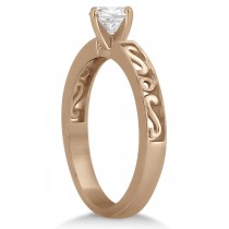 Carved Infinity Design Solitaire Engagement Ring 14k Rose Gold