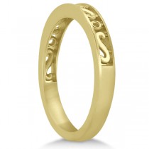 Hand Carved Vintage Infintiy Solitaire Bridal Set in 14k Yellow Gold