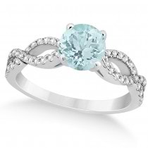Diamond & Aquamarine Twist Infinity Engagement Ring 14k White Gold (1.40ct)