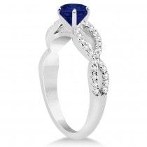 Diamond & Blue Sapphire Twist Infinity Engagement Ring 14k White Gold (1.40ct)