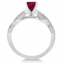Diamond & Ruby Twist Infinity Engagement Ring 14k White Gold (1.40ct)