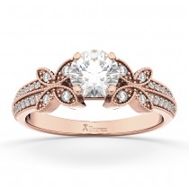 Butterfly Milgrain Diamond Engagement Ring 14K Rose Gold (0.25ct)
