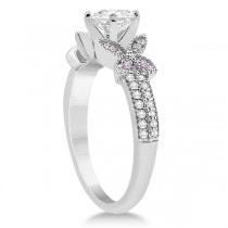 Diamond & Pink Sapphire Butterfly Engagement Ring Setting Palladium