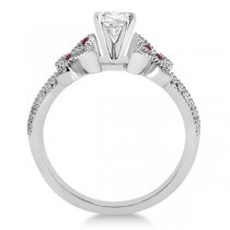 Diamond & Ruby Butterfly Engagement Ring Setting 14K White Gold