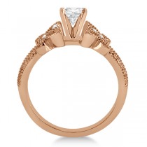 Butterfly Milgrain Diamond Ring & Wedding Band 18k Rose Gold (0.40ct)