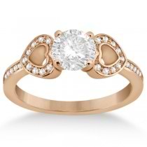 Heart to Heart Diamond Engagement Ring Set 14K Rose Gold (0.17ct)