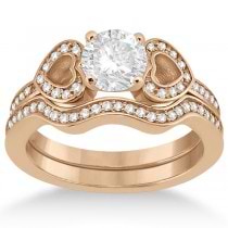 Heart Diamond Engagement Ring & Wedding Band  14K Rose Gold (0.33ct)