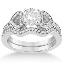 Heart Diamond Engagement Ring & Wedding Band 18k White Gold (0.33ct)