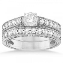 Diamond Semi Eternity Bridal Set Setting 14k White Gold (0.66ct)