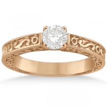 Hand-Carved Infinity Design Solitaire Engagement Ring 14k Rose Gold