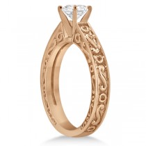 Hand-Carved Infinity Design Solitaire Engagement Ring 14k Rose Gold