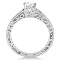 Hand-Carved Infinity Design Solitaire Engagement Ring Palladium