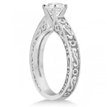 Hand-Carved Infinity Design Solitaire Engagement Ring Platinum