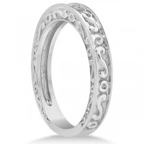 Hand-Carved Infinity Filigree Solitaire Bridal Set in 18k White Gold