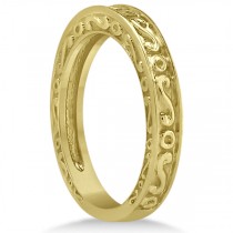 Hand-Carved Infinity Filigree Solitaire Bridal Set in 18k Yellow Gold