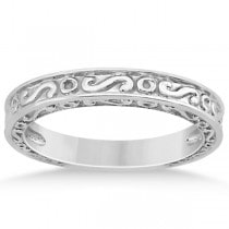 Hand-Carved Infinity Filigree Solitaire Bridal Set in Platinum