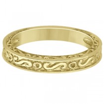Hand-Carved Infinity Design Filigree Wedding Band in 18k Yellow Gold