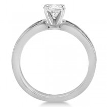 Carved Celtic Solitaire Engagement Ring in 14K White Gold