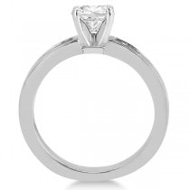 Carved Clover Solitaire Engagement Ring Setting in 14K White Gold