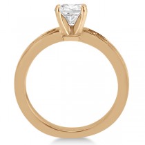 Carved Clover Engagement Ring & Wedding Band Bridal Set 14K Rose Gold