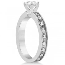Carved Clover Engagement Ring & Wedding Band Bridal Set 14K White Gold