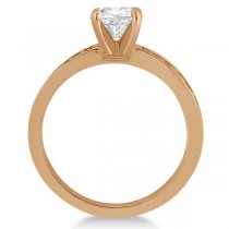 Carved Cross Engagement Ring & Band Wedding Set in 14K Rose Gold