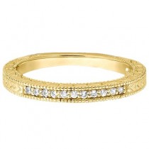Antique Style Pave Set Wedding Ring Band 14k Yellow Gold (0.30ct)