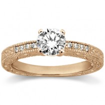 0.20ct Antique Style Diamond Engagement Ring Setting 14k Rose Gold