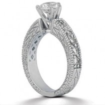 0.20ct Antique Style Diamond Accented Engagement Ring Setting Platinum