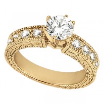 0.70ct Vintage Style Diamond Engagement Ring Setting 14k Yellow Gold