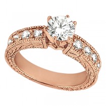 0.70ct Antique Style Diamond Engagement Ring Setting 18k Rose Gold