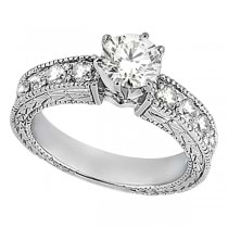 0.70ct Antique Style Diamond Engagement Ring Setting 18k White Gold