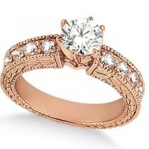 Vintage Heirloom Round Diamond Engagement Ring 18k Rose Gold (1.00ct)