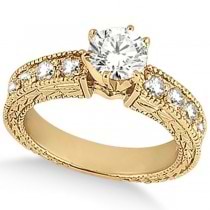 Vintage Heirloom Round Diamond Engagement Ring 14k Yellow Gold (1.50ct)