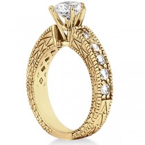 Vintage Heirloom Round Diamond Engagement Ring 18k Yellow Gold (1.50ct)