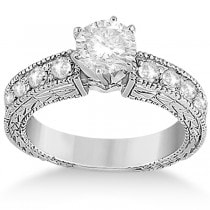 0.70ct Antique Style Diamond Accented Engagement Ring Setting Platinum