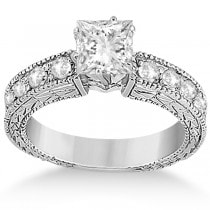 Princess-Cut Vintage Style Diamond Bridal Set 14k White Gold (1.91ct)