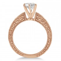 Antique Diamond & Lab Alexandrite Engagement Ring 14k Rose Gold (0.75ct)