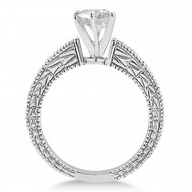 Antique Diamond & Lab Alexandrite Engagement Ring 14k White Gold (0.75ct)
