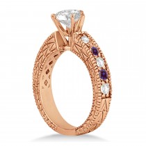 Antique Diamond & Lab Alexandrite Engagement Ring 18k Rose Gold (0.75ct)