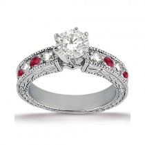 Antique Diamond & Ruby Engagement Ring Palladium (0.75ct)