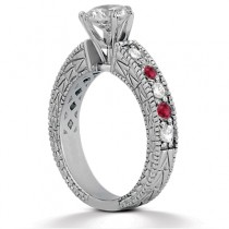 Antique Diamond & Ruby Engagement Ring Platinum (0.75ct)